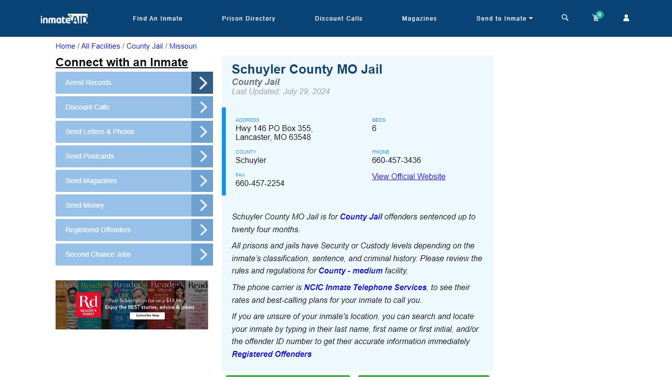 Schuyler County MO Jail - Inmate Locator